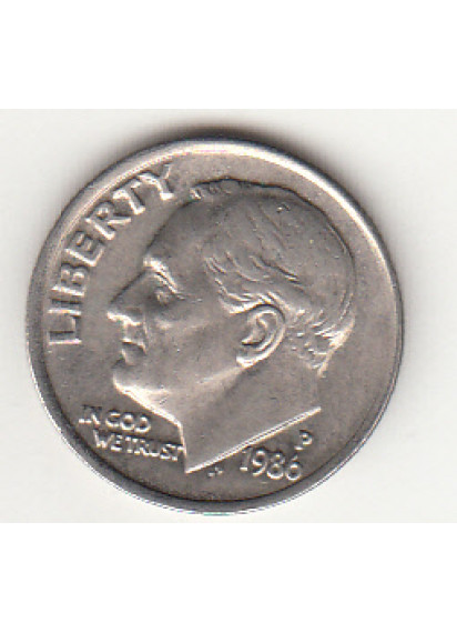 1986 - 10 Cents (Dime) Rame-nickel Dollaro Stati Uniti Roosevelt  Dime FDC